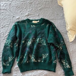 London Fog Teal and White Knit Sweater